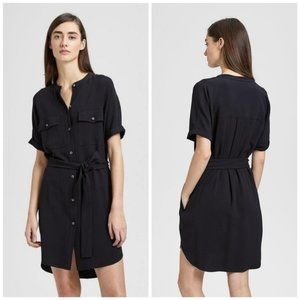 Theory Belted Cargo Dress Rosina Crepe in Black - L